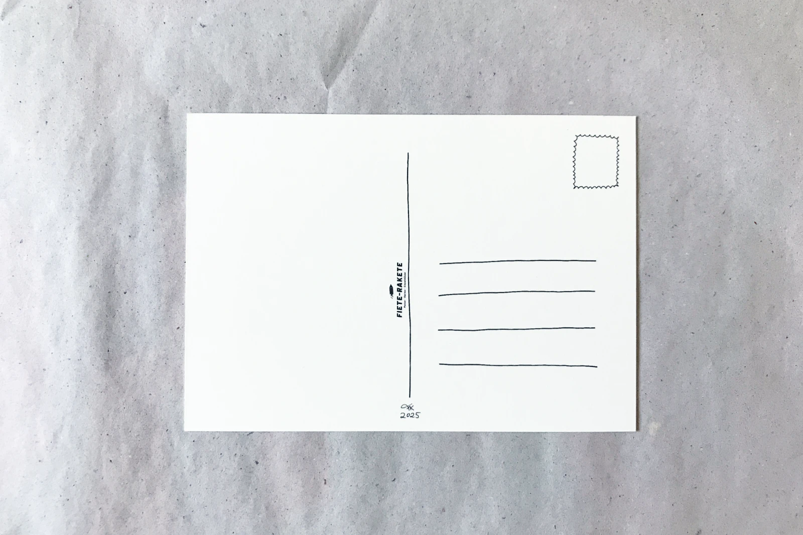 Rückseite der Postkarte „Nashorn“, 14,8 × 10,5 cm, klassischer Postkarten-Vordruck, Serie „Bio“, Fiete Rakete.