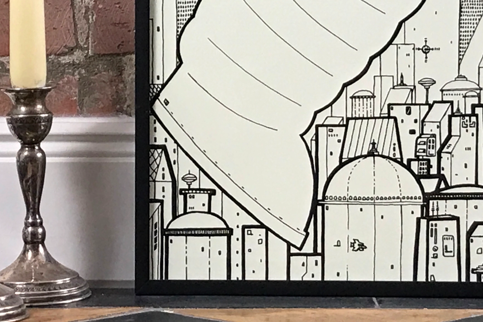 Nahaufnahme KROM CITY Poster Teil 2, Papiertextur und Siebdruckdetails erkennbar