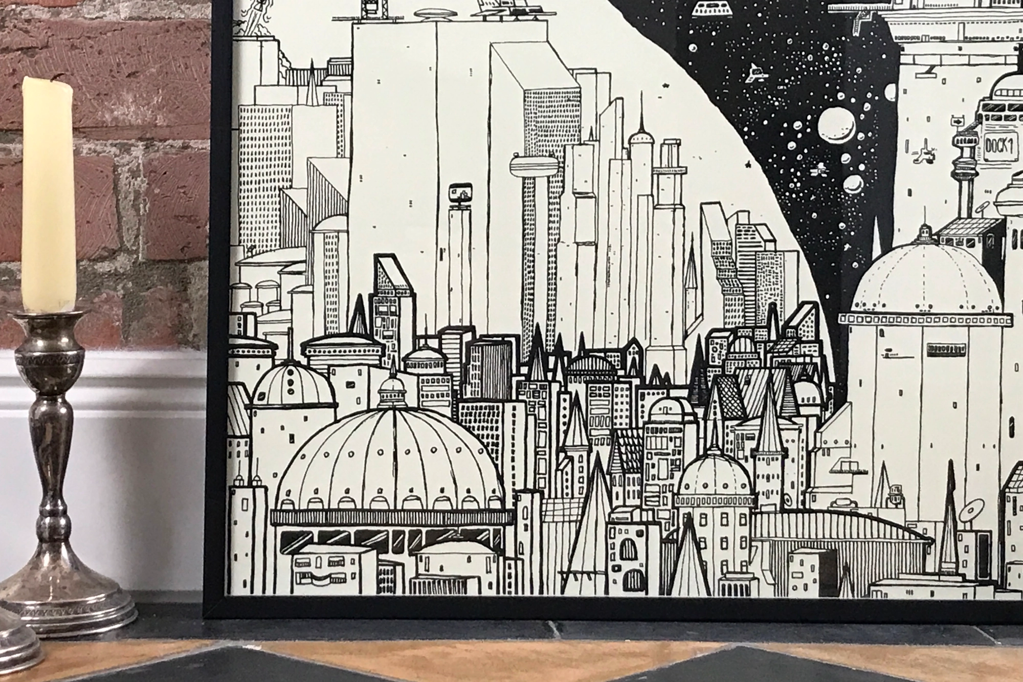 Nahaufnahme KROM CITY Poster Teil 1, Papiertextur und Siebdruckdetails erkennbar