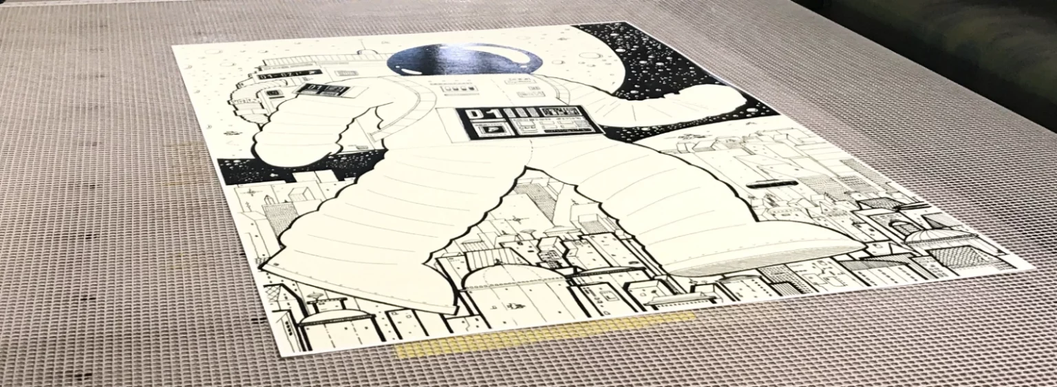 Krom City Poster auf dem Laufband der Siebdruckmaschine