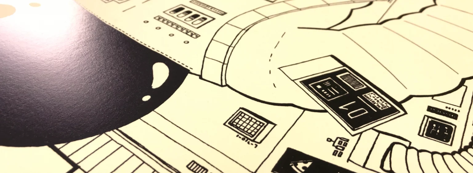 Nahaufnahme des Posters Krom City Teil 2 mit glänzender Siebdruckfarbe