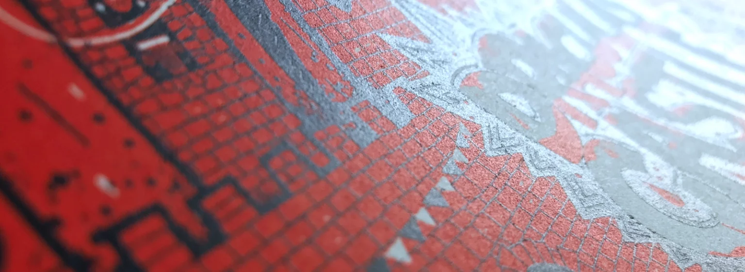 Siebdruckposter „Draculas Castle“ im Detail mit sichtbarer Struktur