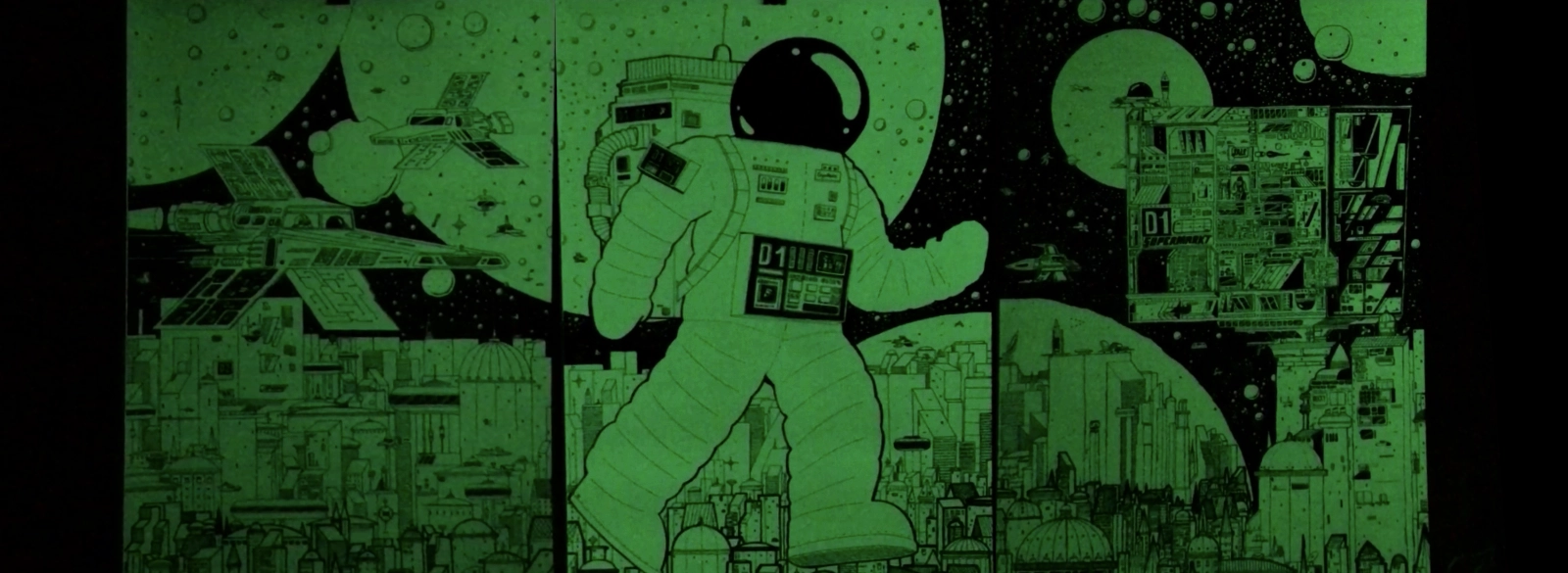 Glow-in-the-Dark-Poster Krom City leuchtet im Dunkeln.